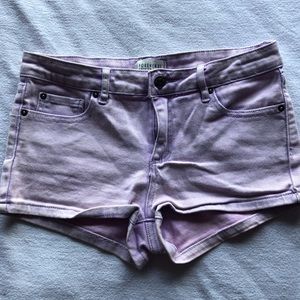 Lavender washed denim shorts